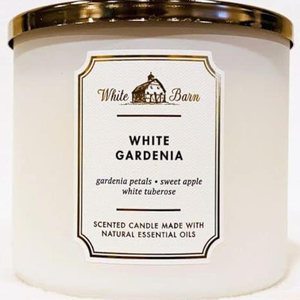Bath & Body Works, bougie à 3 mèches White Barn avec huiles essentielles - 411 g - Nouveaux parfums essentiels ! (Gardénia blanc)