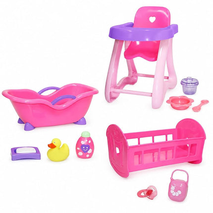 JC TOYS - Accessories Accessories for dolls, Color Set 3pcs - Pink, 33 cm (81453)