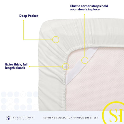 Sweet Home Collection 1800 Supreme Collection 21" DEEP Pocket Sheet Soft Egyptian Quality Brushed Microfiber Luxury Bedding Set with Flat, Fitted, 2 Pillow Cases, Extra Cal King, Ivory