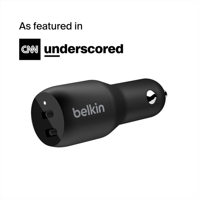 Cargador de coche Belkin USB-C PD 36W (cargador de coche de doble puerto USB-C de 18W con suministro de energía para iPhone de las series 14 y 13, Samsung, Google y más)