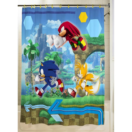 Franco Sonic Anime 13 Piece Shower Curtain and Ring Set, (100% Officially Licensed Product)