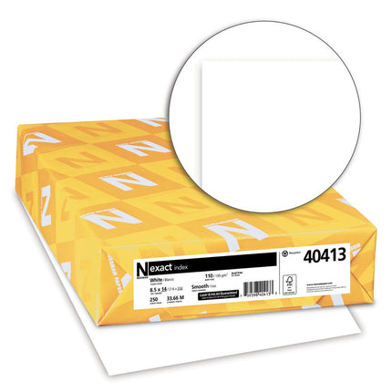 Wausau Exact Index Cardstock, 250 Sheets, White, 94 Brightness, 110 lb, 8.5 x 14 Inches