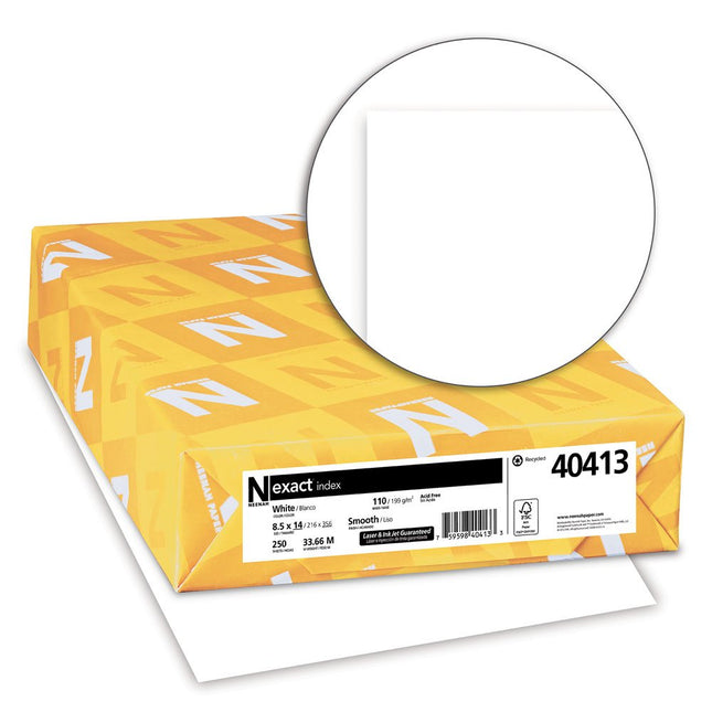 Wausau Exact Index Cardstock, 250 Sheets, White, 94 Brightness, 110 lb, 8.5 x 14 Inches