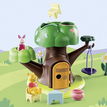 Playmobil 71316 1.2.3 & Disney: Winnie's & Piglet's Tree House, Winnie-the-Pooh, educational toys for toddlers, gifting toy and fun imaginative role-play, playsets for children ages 12 months+