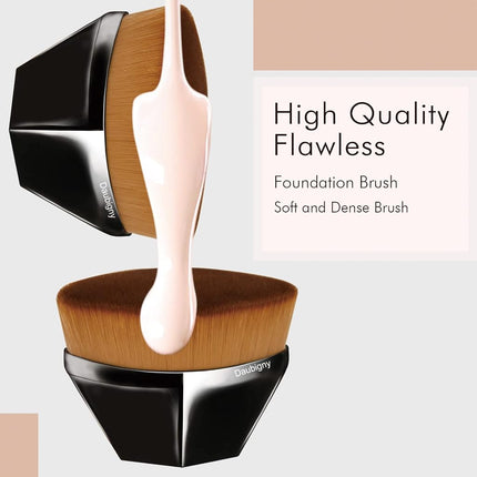 (Foundation) - Foundation Makeup Brush Flat Top Kabuki Hexagon Face Blush Liquid Powder Foundation Brush for Blending Liquid, Cream or Flawless Powder Cosmetics with Bonus Protective Case (Black)