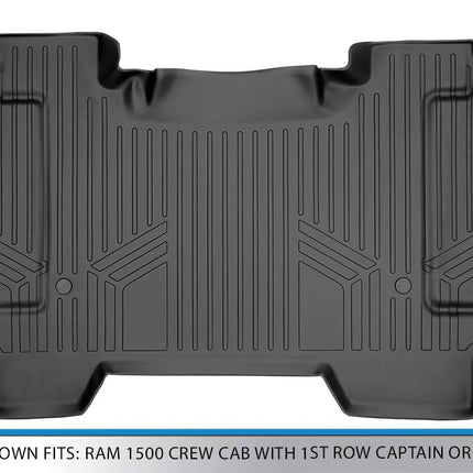 MAXLINER Floor Mats 2nd Row Liner Black for 2019 Ram 1500 Crew Cab with 1st Row Captain or Bench Seats