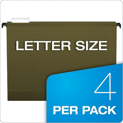 Pendaflex SureHook Reinforced Extra Capacity Hanging Pockets, Letter Size, Standard Green, 4/PK (09217)