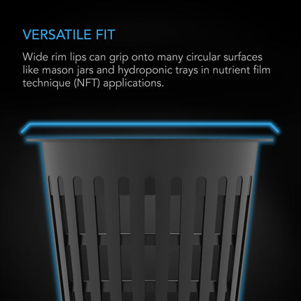 AC Infinity Vasos de red de 3 pulgadas, macetas de red ranuradas de alta resistencia para jardín con bordes de labio ancho, paquete de 25 cestas de cubo negras para cultivo interior y exterior, orquídeas, acuaponía, hidroponía