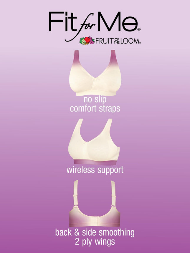 Fruit of The Loom Women's Plus Size Wireless Cotton Bra, Sand/Black Hue, 38D