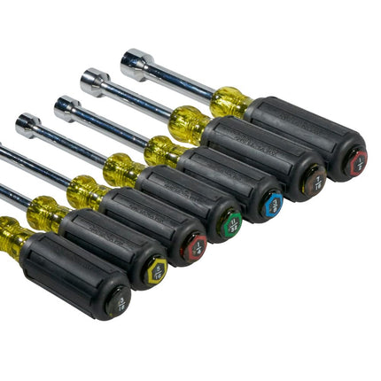 Nut Driver Set, 3-Inch Full Hollow Shaft, Sizes 3/16, 1/4, 5/16, 11/32, 3/8 7/16 and 1/2-Inch KLEIN TOOLS 631