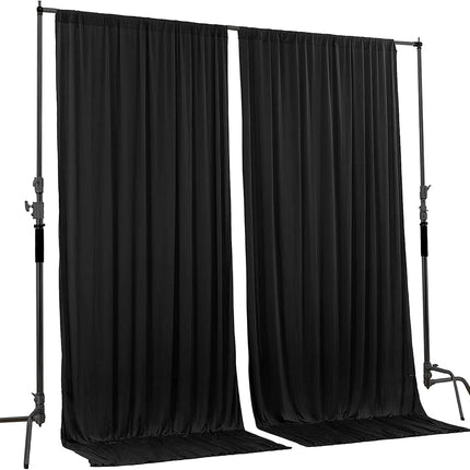 AK TRADING CO. 10 feet x 10 feet IFR Polyester Backdrop Drapes Curtains Panels with Rod Pockets - Wedding Ceremony Party Home Window Decorations - Black