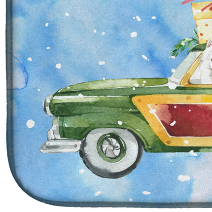 Caroline's Treasures CK2410DDM Merry Christmas Japanese Spitz Dish Drying Mat, Polyester, Multicolor