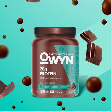 OWYN Only What You Need Vegan Plant-Based Protein Powder, Dark Chocolate, Dairy Free, Gluten Free, Soy Free, Allergy Friendly, Vegetarian, 494g Tub, 1Count