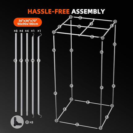 Spider Farmer 3x3x6 Pro-Grade Grow Tent, 36"x36"x70", with Observation Window and Floor Tray, 1680D Thicken Mylar Canvas Hydroponic Grow Tent, 3x3 for Indoor Growing for SF4000/SE3000