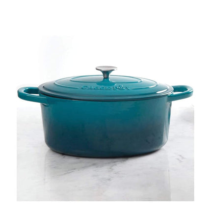 Crock Pot 109475.02 Artisan Non-Stick Surface, 7 Quart Cast Iron Dutch Oven, Teal Ombre