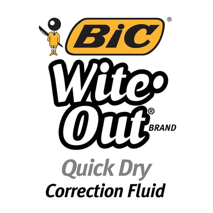 BIC , Wite-Out, Correction Fluid With Foam Applicator, Quick Dry, White, Pack Of 12