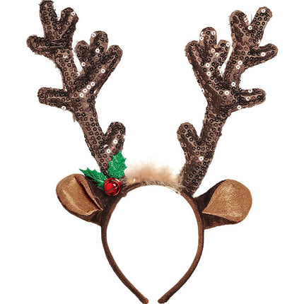 Amscan Sequined Brown Reindeer Antlers Headband - 