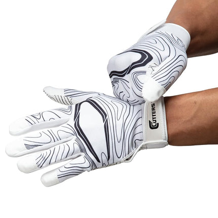 Cutters S150-03-TOPO-Y30 Game Day Receiver Gloves White Youth-L/XL