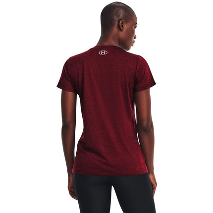 Under Armour Womens Tech Twist V Neck Short Sleeve Dark Maroon XS