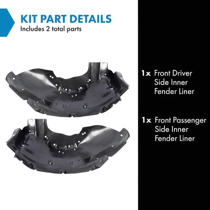 TRQ Front Inner Fender Liner Set Compatible with 2007-2008 Chevrolet Colorado
