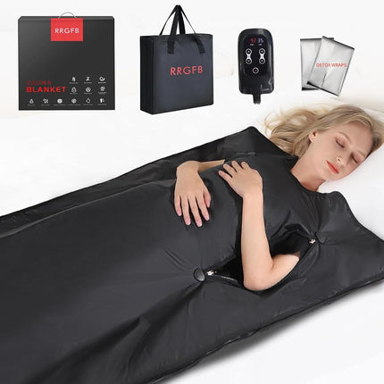 RRGFB Portable Infrared Sauna Blanket, Detox & Relaxation at Home, Adjustable Timer 20-60 Min, Temperature Range 86-158?, 6 ft x 2.6 ft, Oxford Fabric