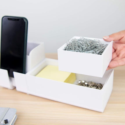 Bostitch Office Konnect Desk Organizer Accessory Tray, Stacks for Desktop Storage, White