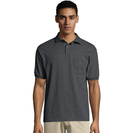 Polo Hanes en jersey de coton mélangé pour homme avec poche, S