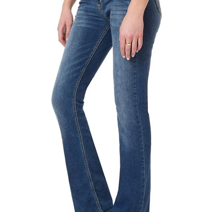 WallFlower Women's Luscious Curvy Bootcut Mid-Rise Insta Stretch Juniors Jeans (Standard and Plus), Magic, 1 Long