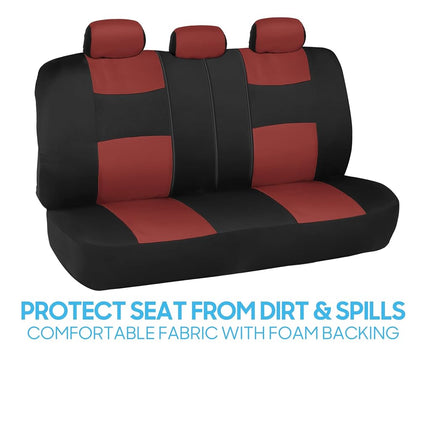 BDK PolyPro Car Seat Covers Full Set in Terracotta on Black, Front and Rear Split Bench Seat Covers for Cars, Easy to Install Car Seats Cover Set and Accessories for Auto Trucks Van SUV - Terracotta