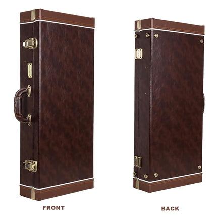 Crossrock Rectangular Wooden Case fits A-Style Mandolins, with Accessory Compartment, Stainless Steel Latches, Metal Feet-Vintage Brown (CRW620MABR-R)