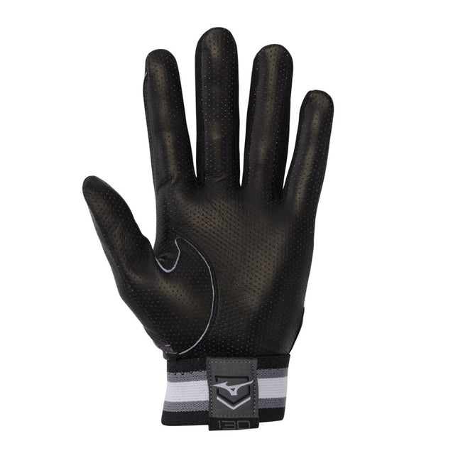 Mizuno Men's B-130 Adult Baseball Batting Glove, Black/Charcoal, X-Large