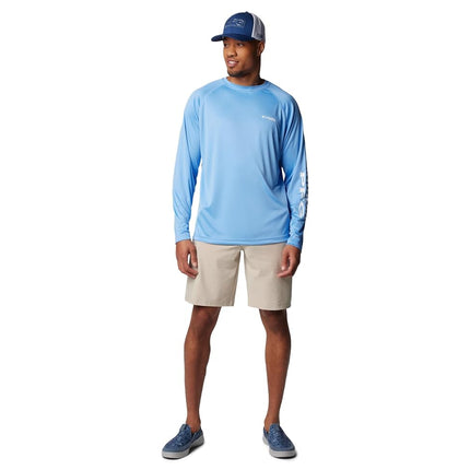 Columbia Men's Terminal Tackle Long Sleeve Shirt, Large, White Cap(Blue), White Logo