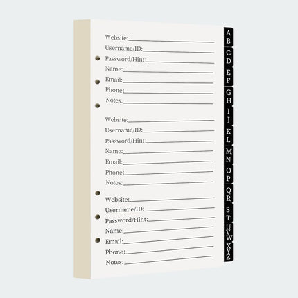 A6 Password Book Refills - 576 Entires Password No