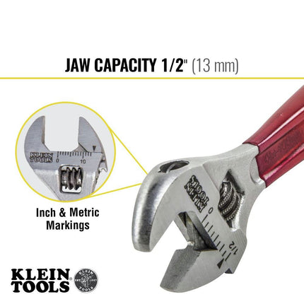 Klein D506-4 4" Adjustable Wrench - Standard Capacity, Plastic-Dipped Handles