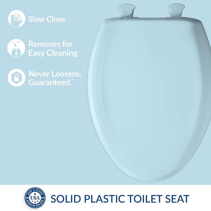 Bemis 1200SLOWT 464 Will, Never Loosen and Easily Remove Slow Sta-Tite Elongated Closed Front Toilet Seat, Dresden Blue