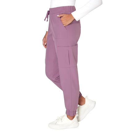 Hanes Women's Cargo, Healthcare Scrub Joggers, Moisture Wicking Medical Pants, Purple Mauve, XXL