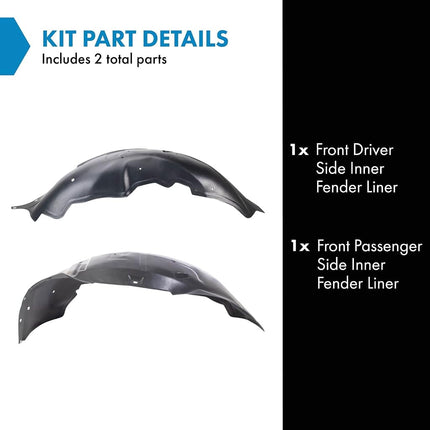 TRQ Front Inner Fender Liner Set Compatible with 2002-2006 Chevrolet Avalanche 1500