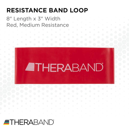 Bucle de banda de resistencia de látex profesional Theraband, 8 pulgadas, rojo
