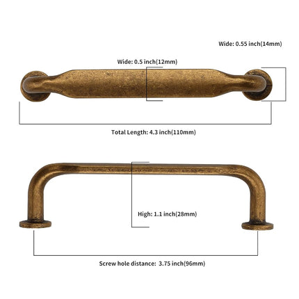 Asidrama 10 Pack 3.75 Inch(96mm) Antique Brass Kitchen Cabinet Handles, Cabinet Pulls Vintage Retro Kitchen Cabinet Hardware for Cupboard Drawer Handles Dresser Pulls, 3.75/'' Hole Center