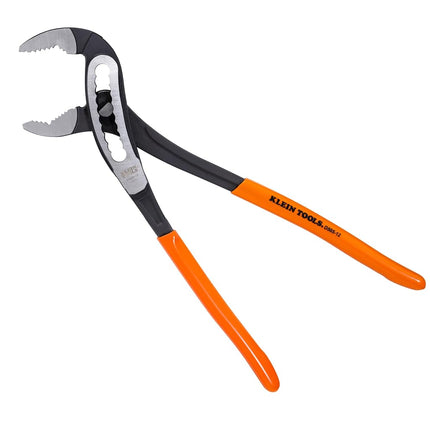 Klein Tools D50512 12-Inch Pump Pliers, Classic Klaw Quick-Adjust Tongue and Groove, Curved Jaw, Hardened Teeth for Maximum Torque