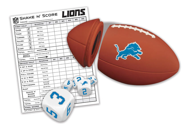 MasterPieces NFL Detroit Lions Shake N' Score Dice Game, For 2 Players, Ages 6+