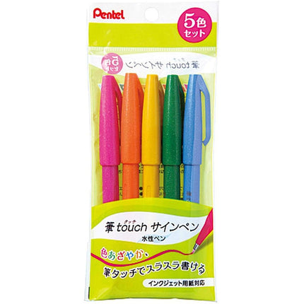 Pentel XSES15C-5 Ballpoint Pen with Felt tip, 5 Co