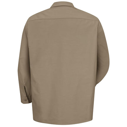 Red Kap Men's Industrial Work Shirt, Regular Fit, Long Sleeve Utility Button, Khaki, S