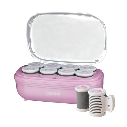 Conair Hot Rollers for Long, Medium & Short Hair, 8 Ceramic Flocked 2-Inch Heated Hair Rollers with Clips, Hot Curlers for Women, Volume & Curls, Amazon Exclusive, Lilac