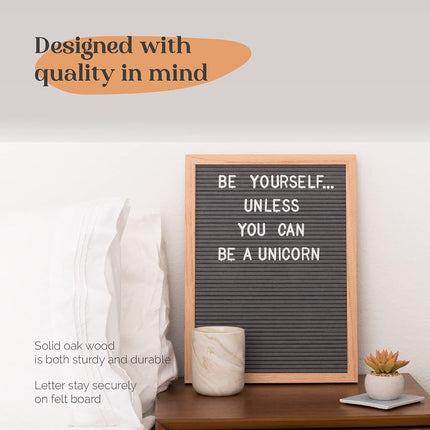 Felt Letter Board - 680 Letters, Numbers & Symbols, 16 x 12 inch, Changeable Message Board for Quotes, Notes & Announcements, Farmhouse Decor Wall and Tabletop, 2 Storage Bags (Grey)
