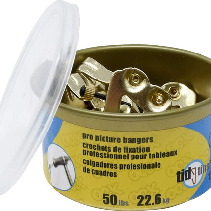 OOK 50674 Professional Picture Hangers, Art Hangers, Padded, Brass, Reusable Picture Hooks, 50lb (10 Set), Gold
