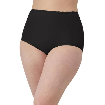 Bali Women's Skimp Skamp Underwear, Full Coverage Brief, Panty Lines, 3-Pack, Pink Chic Lace Print/Warm Steel/Black, 8 (Pack of 3)