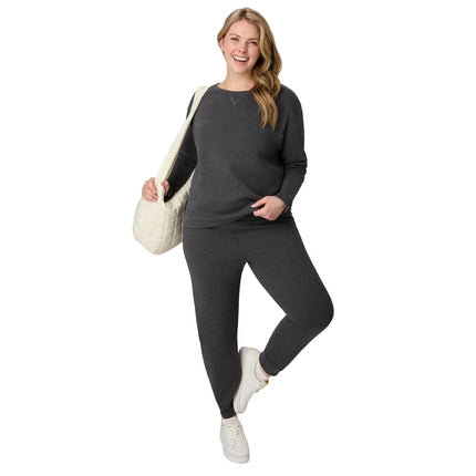 Hanes Women's EcoSmart Joggers, Midweight Cotton-Blend Fleece Sweatpants, Slate Heather, XXL