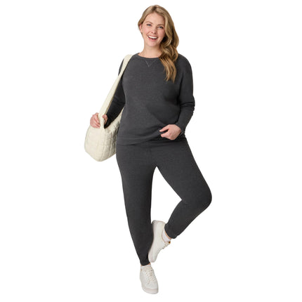 Hanes Women's EcoSmart Joggers, Midweight Cotton-Blend Fleece Sweatpants, Slate Heather, XXL