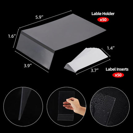 50 Pcs Library Shelf Label Holders 7.6 x 4 Inch Moveable Shelf Markers for Classroom Office Library Book Shelves with 50 Pcs Label Inserts